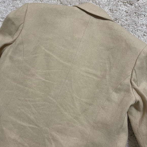 A.L.C. Women River Jacket Barely Linen Double-Breasted Blazer Beige - Picture 9 of 9